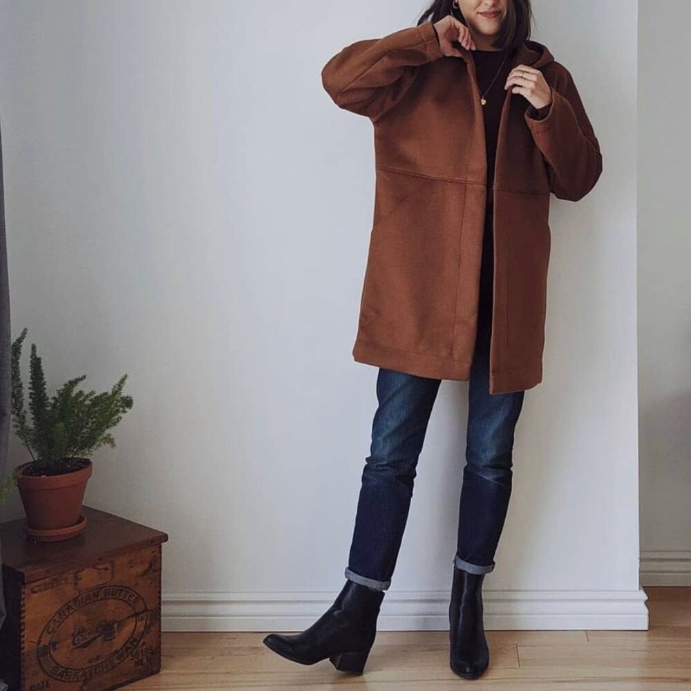 Only Child Sonora Hooded Wool Coat in Umber